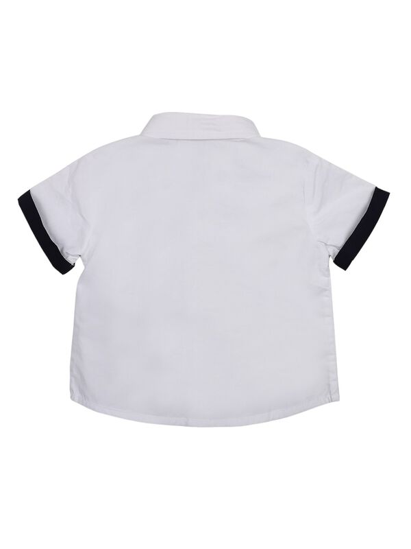 Boys Solid White & Navy Blue Shirt with Short Trouser image number 1